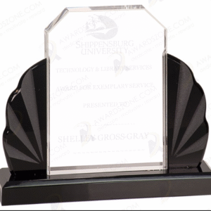 4 x 5 1/2 Clear Clipped Corners Midnight Acrylic with Wing Base JMT72 CLOSEOUT!!!